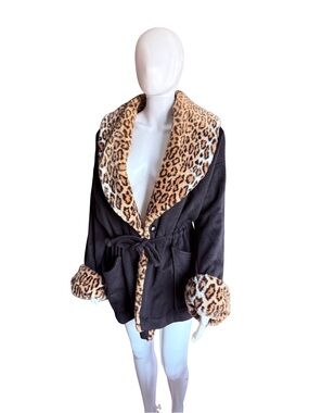 Vintage Y2K Braefair x Forstmann Leopard Trim Wool Jacket M